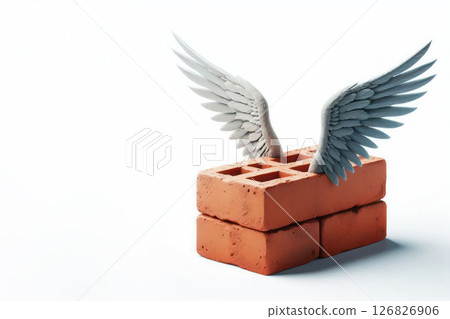Brick with wings. Space for text. 126826906