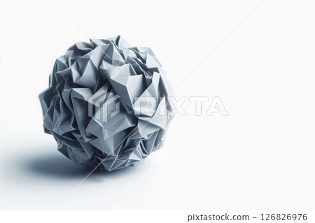Geometric ball made of paper. Space for text. 126826976