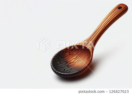 A charred wooden spoon as a symbol of overheating. Space for text. 126827023