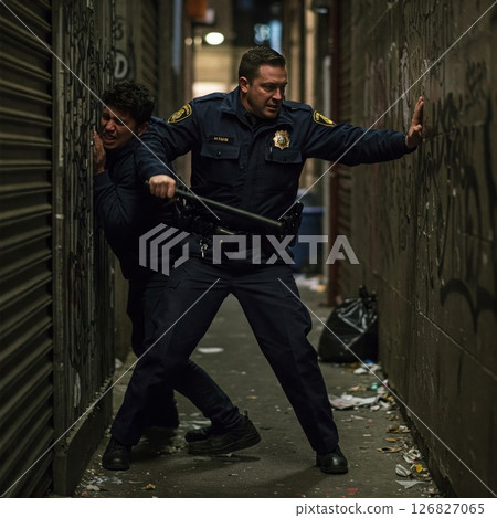 Abuse of power, detention in a dark alley. Abuse of power, detention in a dark alley. 126827065