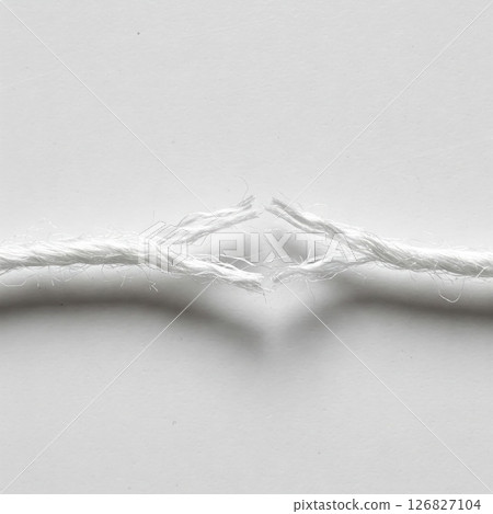 The broken white rope almost broke in the middle. 126827104