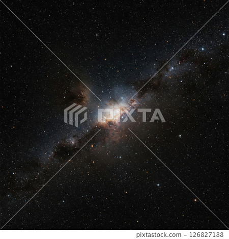 A nebulous galaxy against the background of the starry sky. 126827188