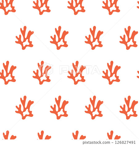 Seamless pattern with red corals. Ocean tropical coral. 126827491