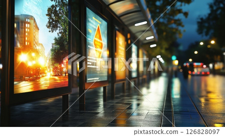 Billboard Kiosk Construction in the city. An Advertising Mockup 126828097