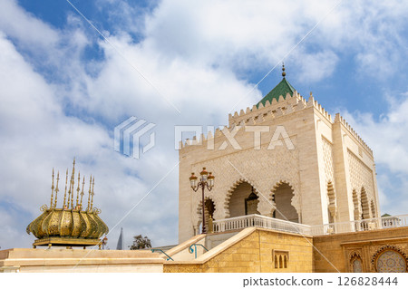 Traditionally decorated Mausoleum of Moroccan king Mohammed V, Rabat, Morocco 126828444