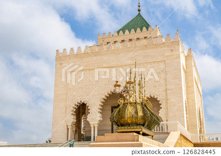 Traditionally decorated Mausoleum of Moroccan king Mohammed V, Rabat, Morocco 126828445