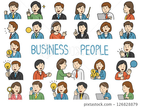 Hand Drawn Business people Doodle collection of diverse business people engaged in various activities. 126828879