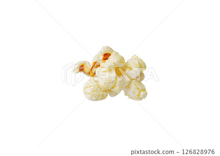 macro popcorn on isolated and white background 126828976