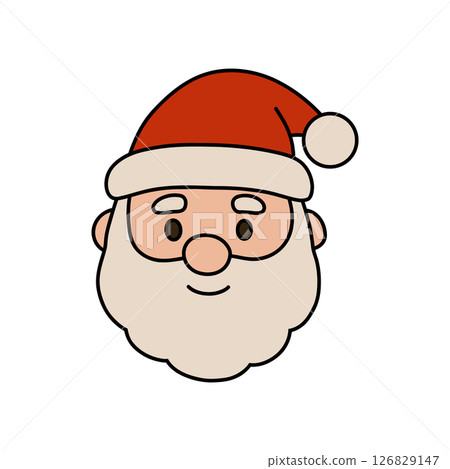 This vector illustration features a cheerful Santa Claus face, perfect for festive Christmas designs, holiday cards, and seasonal marketing. Ideal for winter holiday-themed projects. This vector illustration features a cheerful Santa Claus face, perfect for festive Christmas designs, holiday cards, and seasonal marketing. Ideal for winter holiday-themed projects. 126829147