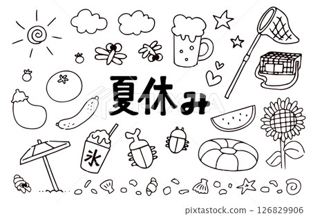 夏季插畫素材集 126829906