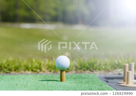 Golf course with beautiful fresh green grass 126829990