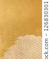 Japanese pattern background with texture of gold leaf of Seigaiha (background material) Gold leaf and white 126830301