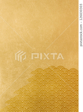 Japanese pattern background with texture of gold leaf of Seigaiha (background material) Gold leaf 126830303