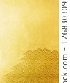 Japanese pattern background with texture of gold leaf of Seigaiha (background material) Gold leaf 126830309