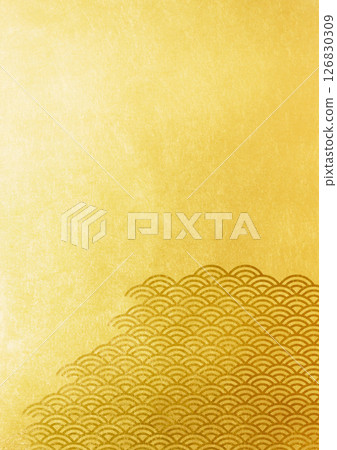 帶有青外波金箔紋理的日式圖案背景（背景材料）金箔 126830309