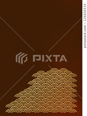 Japanese pattern background with texture of gold leaf of Seigaiha (background material) Gold leaf and dark red Japanese pattern background with texture of gold leaf of Seigaiha (background material) Gold leaf and dark red 126830314