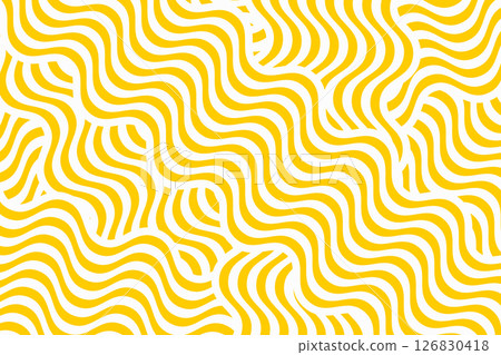 Curvy yellow lines. Ramen or noodle pattern. Pasta, tagliatelle, macaroni or capellini background. Undulated spaghetti texture. Traditional Italian, Chinese of Japanese food print 126830418
