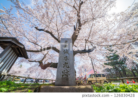 青森縣三戶町三戶城國家史跡城山公園櫻花盛開 126830428