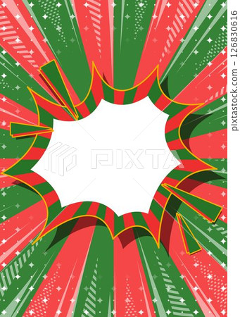 Sunburst and spike frame background, focus lines and glitter decoration, Christmas colors 126830616
