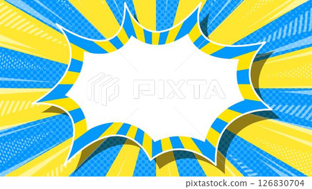 Halftone patterned sunburst and spike frame background, concentrated line decoration 126830704