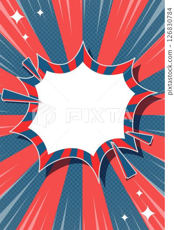 Halftone patterned sunburst and spike frame background with focus lines and glitter decoration 126830784