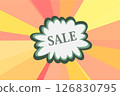 Sale POP design material, promotional illustration of sunburst background and speech bubble 126830795