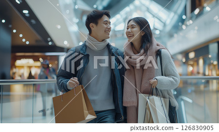 購物中心裡微笑的夫婦 126830905