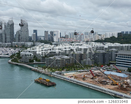 新加坡港填海工程期間的鳥瞰圖 126831048