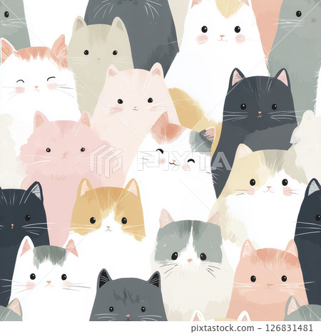 Cute cats seamless pattern 126831481