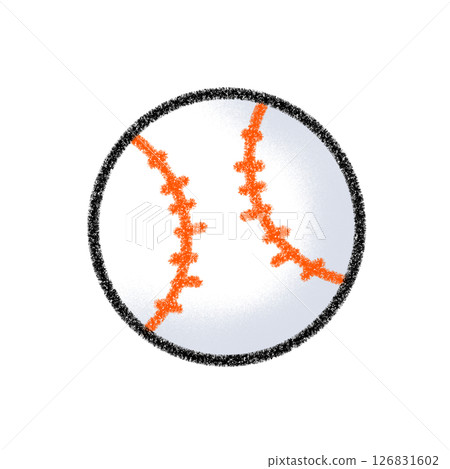 Cute simple baseball ball illustration, orange stitching, material, icon Cute simple baseball ball illustration, orange stitching, material, icon 126831602