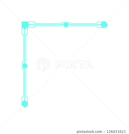 Y2K futuristic hud frame. Modern abstract element with retro shape. Digital HUD icon, geometric design, and 90s aesthetic. Perfect for trendy decoration and nostalgic collection. 126831621