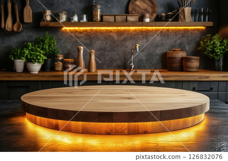Cooking preparation station in a modern kitchen warm lighting and culinary vibes Cooking preparation station in a modern kitchen warm lighting and culinary vibes 126832076