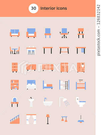 Interior vector flat icons set. 126832142