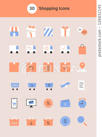 Shopping vector flat icons set. Shopping vector flat icons set. 126832145