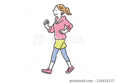 A young woman walking comfortably on a diet 126832177