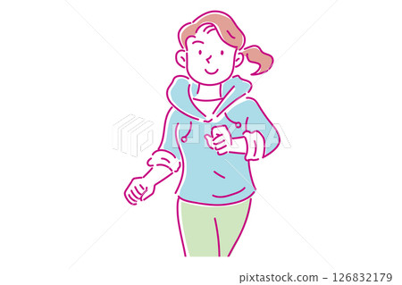 A young woman running comfortably on a diet A young woman running comfortably on a diet 126832179