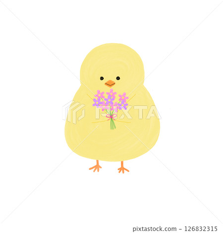 拿著花束的小雞 拿著花束的小雞 126832315