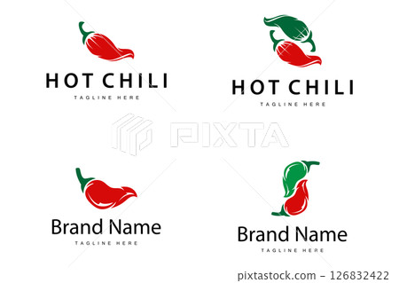 Hot Chili Peppers Logo Farm Garden Design Simple Illustration Symbol Template 126832422