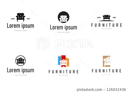 home furniture logo design simple black silhouette concept sofa chair illustration symbol 126832436