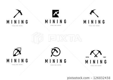 mining logo illustration concept black silhouette mining equipment simple vintage classic labor template design mining logo illustration concept black silhouette mining equipment simple vintage classic labor template design 126832438