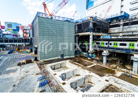 Changing Tokyo: JR Shibuya Station West Exit Under Construction 2025.04 a-2 High Saturation Contrast 126832736