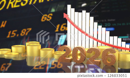 The 2026 Gold and coins for business concept 3d Rendering. 126833051