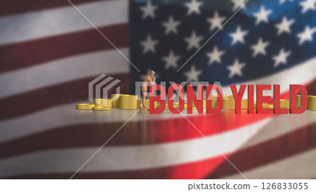 The Bond yields and coins  on USA flag for Business concept 3d Rendering. 126833055