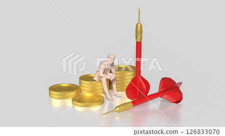 The  Red darts and coins on for Business concept. 126833070