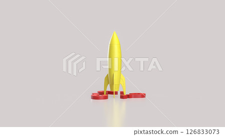The Yellow rocket and red Question mark for startup concept 3d Rendering. The Yellow rocket and red Question mark for startup concept 3d Rendering. 126833073