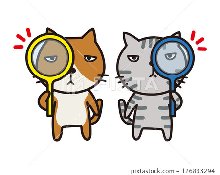 Cat holding a magnifying glass Cat holding a magnifying glass 126833294