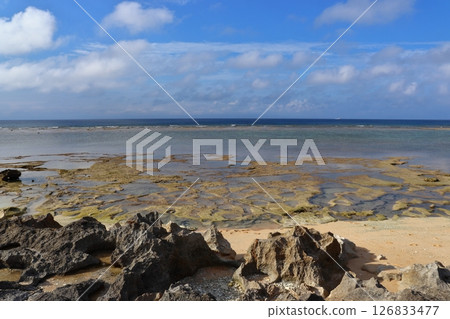 Hateruma Island, Budumari Beach (Ishigaki Island regular ferry in the background) 126833477