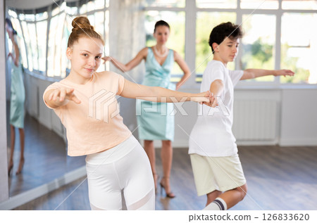 Swing dance training in choreographic studio 126833620