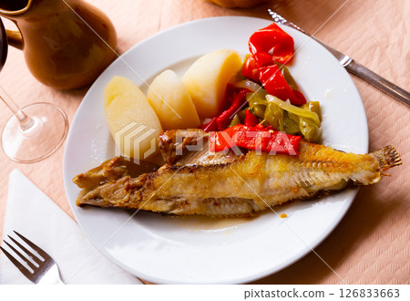 Roasted ballan wrasse fish (maragota) 126833663