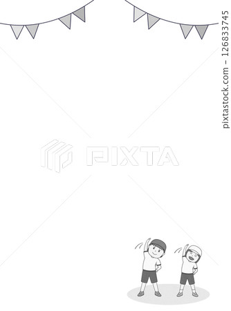 Vertical monochrome frame of children doing gymnastics 126833745